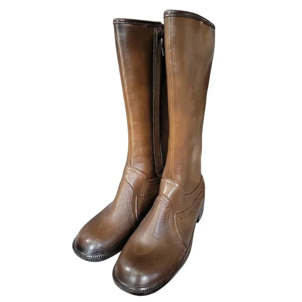Vintage 1970s Keds Eskiloos Rain Boots Heel Women’s Size 8 Faux Fur Lining Brown - Picture 2 of 10